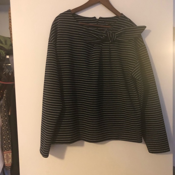 Banana Republic Blue Pinstripe Top w/ Bow - Picture 3 of 6